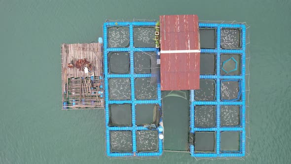 Aerial View of Fish Farms in Norway