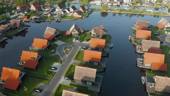 Roofs At Waterstaete Holiday Resort, Ossenzijl, The Netherlands - aerial drone shot