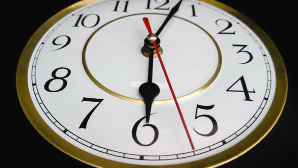 Timelapse of Rotating Clock Hands on a White Round Vintage Dial