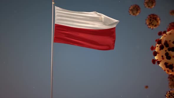 Poland Flag With Corona Virus Attack 4K alt