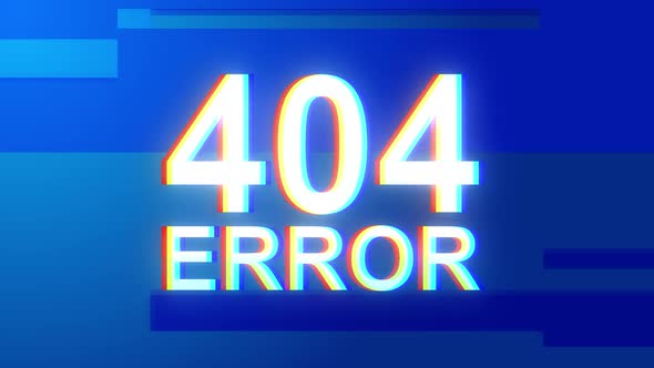 Error 404  on glitch old screen display. distortion glitch. No signal. Critical error message.