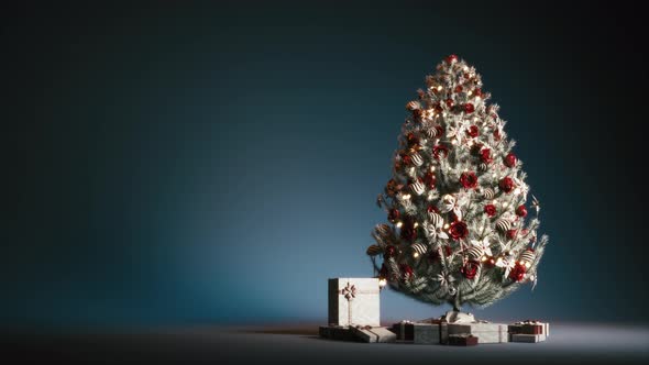 Rotating Christmas Tree On Blue Background