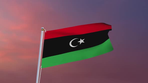 Flag Of Libya Waving