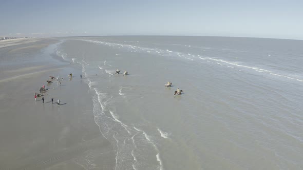 Aerial view of persons riding a horse, Vlaanderen, Belgium.