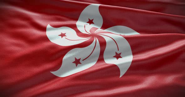 Hong Kong flag waving loop 4K