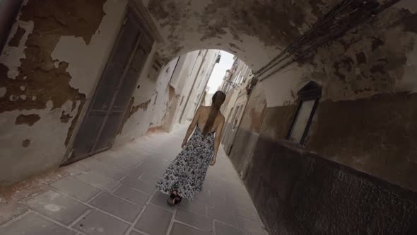 Woman Walks Down the Venetian Street