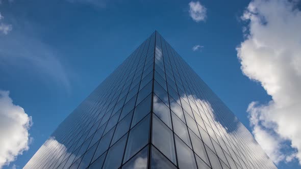 Clouds Reflections in Glass Skyscraper Timelapse