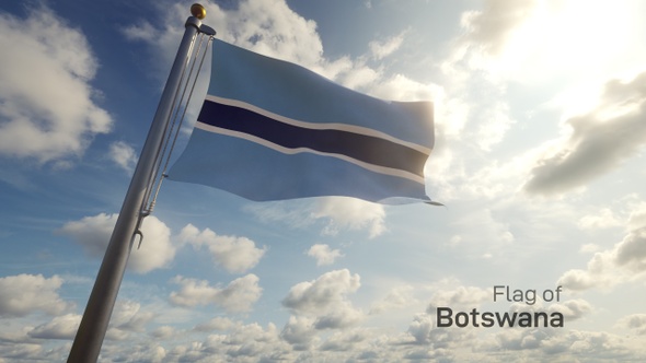 Botswana Flag on a Flagpole
