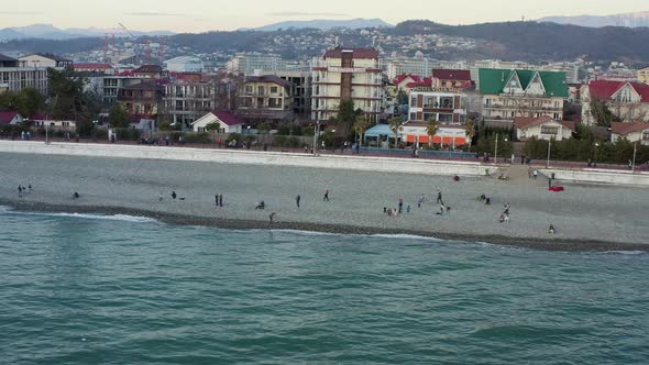 Embankment of the Immeritinsky Resort on the Black Sea Coast in Winter