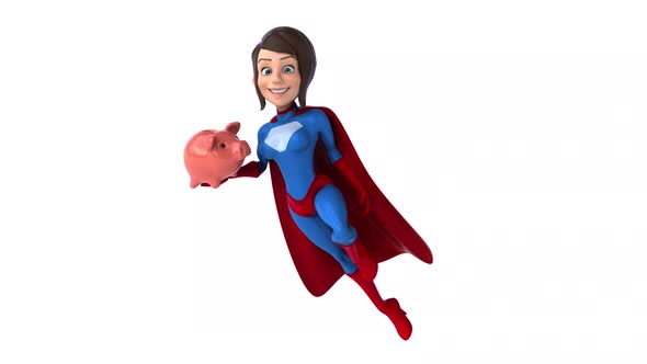 Fun 3D cartoon animation of a Super woman