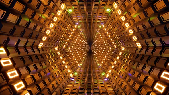 3d Render Fluorescent Ultraviolet Light, Glowing Neon Tunnel alt