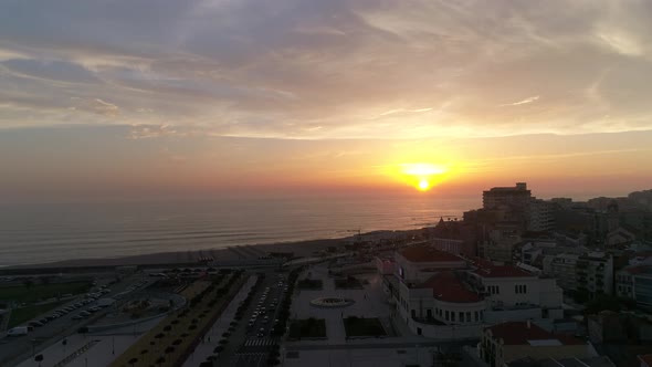 Aerial View of Beach City at Sunset