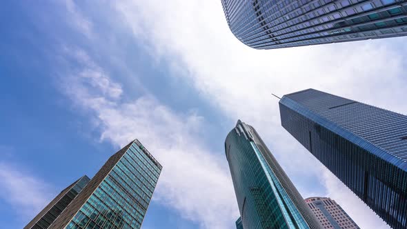 Timelapse of modern office building in Shanghai china