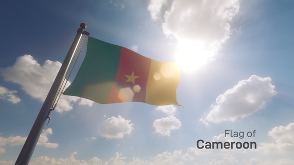 Cameroon Flag on a Flagpole V2