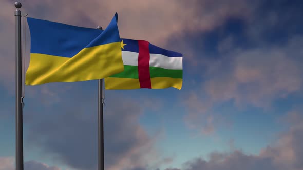 Central African Republic Flag Waving Along With The National Flag Of The Ukraine - 4K