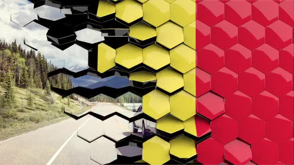 Belgium Flag Hexagon Transition - 4K Resolution   alt