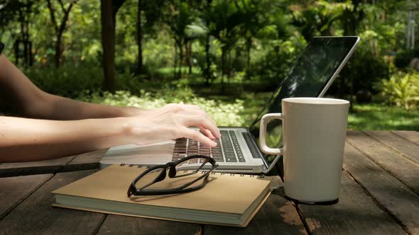 Freelancer Use Computer At Park