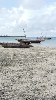 Tanzania  Vertical Video of Low Tide in the Ocean Near the Coast of Zanzibar Slow Motion