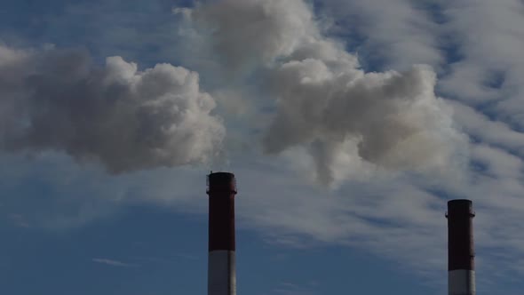 Smoke Comes From the Chimney. Air Pollution. Slow Motion. Ecology. Kyiv. Ukraine