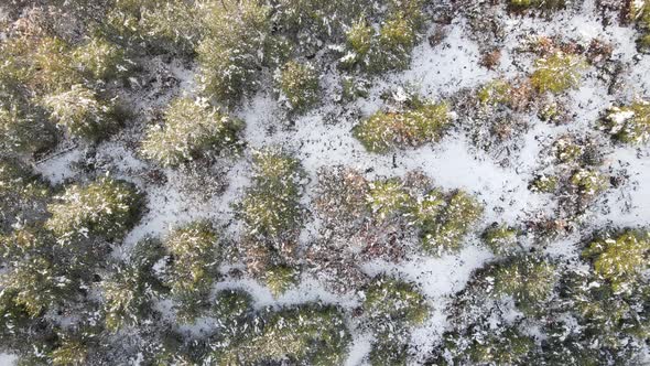 There Are Snow on the Hilltop Mountain Aerial Drone