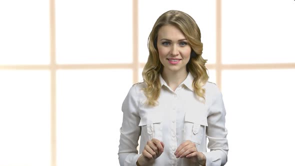 Office Woman Using Virtual Screen