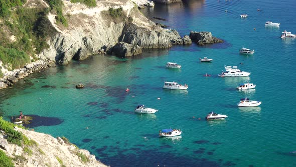 Boats and Yachts on Azure Sea