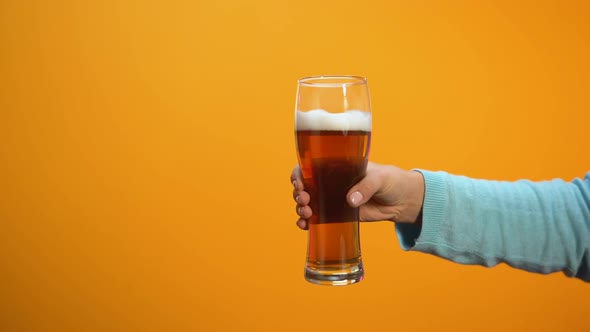 Female Rejecting Beer Glass Showing Stop Gesture, Bad Habit Refusal, Health Care