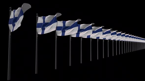 Row Of Finland  Flags With Alpha 2K