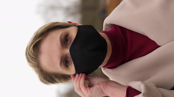 Woman Wearing Protective Reusable Barrier Mask