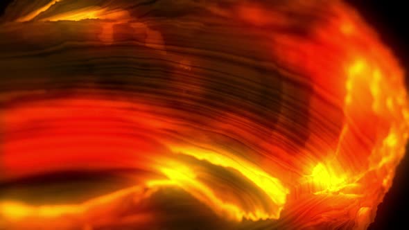 Red vibrant glowing abstract shape flowing against black background