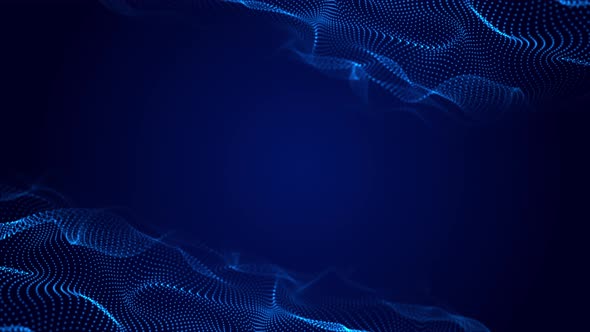 Abstract wave with moving dots. Flow of particles. Cyber technology  3d