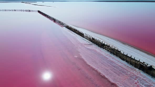 Deposits of Rock Salt in the Pink Lake