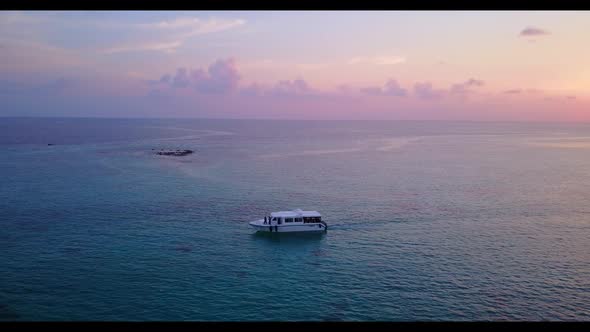 Aerial drone view tourism of paradise resort beach time by blue sea with clean sand background of a 