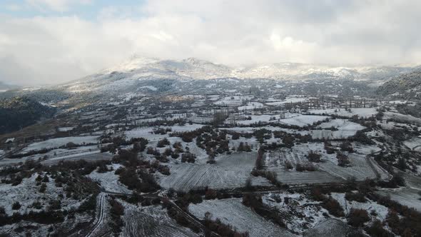 Winter Rural Mountains Covered Snow