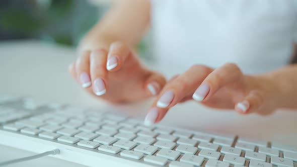 Female Hands Typing on a Computer Keyboard