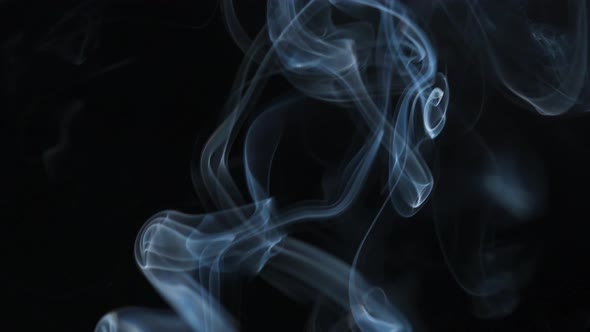 Abstract Smoke Rises Up in Beautiful Swirls on a Black Background