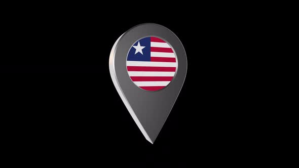 3d Animation Map Navigation Pointer With Liberia Flag With Alpha Channel - 2K