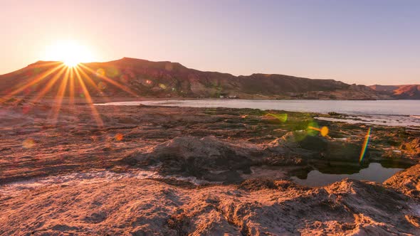 Seaside sunset over mountains in Cabo de Gata, Almería