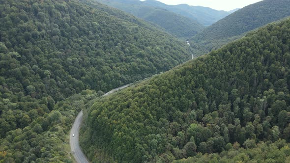 Nature of Ukraine: Carpathian Mountains Slow Motion. Aerial View