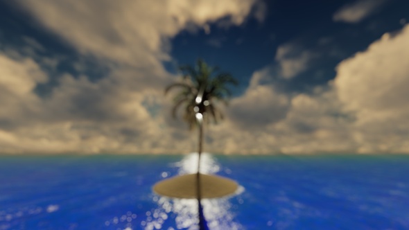 A Lone Palm Tree On A Piece Of Sand In The Ocean 3