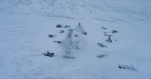 Aerial View of Camp in Siberia