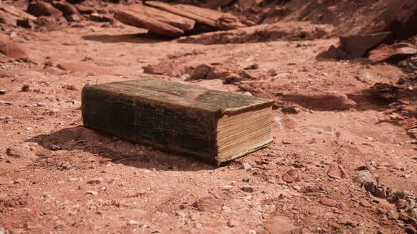 Old Book in Red Rock Desert