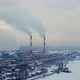 Factory Smokestack Emissions at Cloud Winter Snow Landscape - VideoHive Item for Sale
