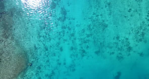 Daytime aerial clean view of a paradise sunny white sand beach and aqua turquoise water background i