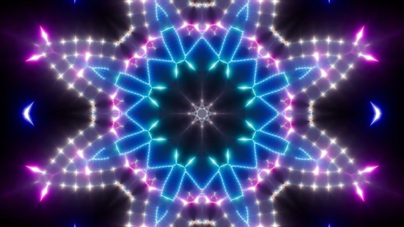 Blinking Lights Neon Kaleidoscope Loop 4K 04