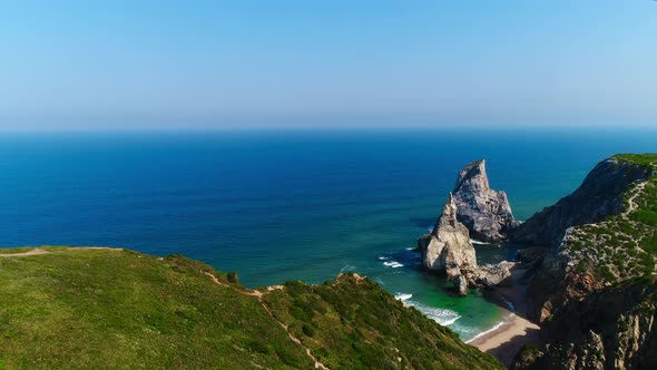 A Ocean Waves and Beach Top View, Natural Background