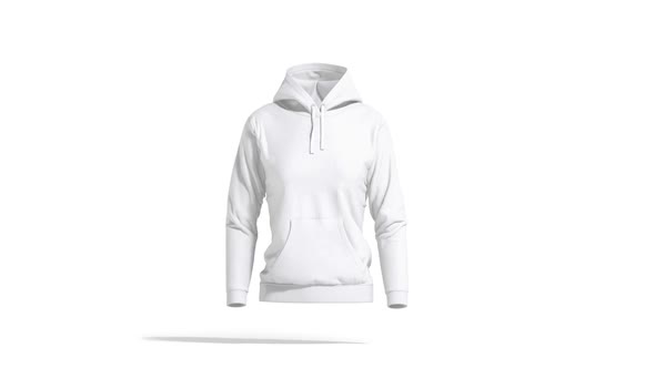 Blank white women sport hoodie, looped rotation