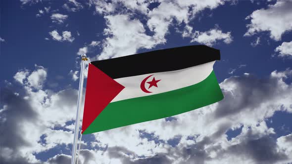 Western Sahara Flag With Sky 4k