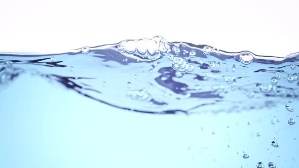 Super Slow Motion Shot of Clear Waving Water With Bubbles Background at 1000 Fps
