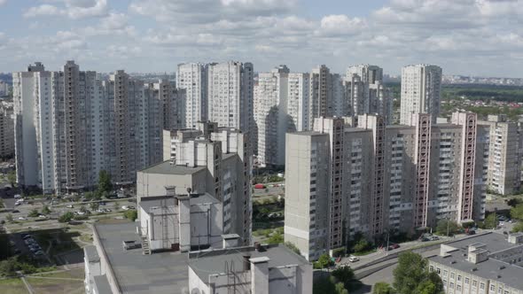 Soviet style architecture. Chernobyl style old building. 